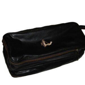 PINEHURST GOLF RESORT Black Leather Embroidered Golf Shoe Bag